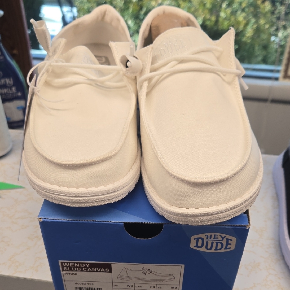 Hey Dude White Canvas Slip-Ons